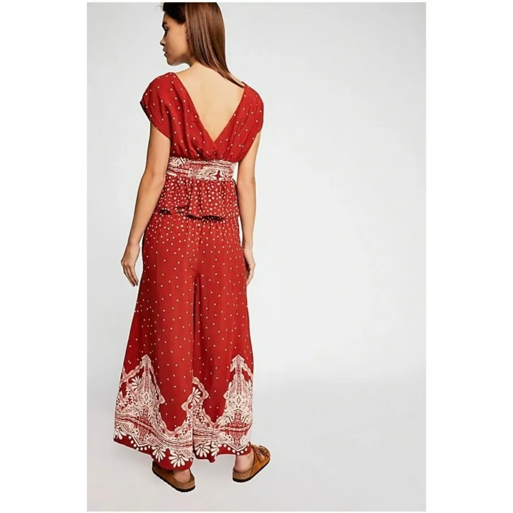 NWT Free People Babylon River Set in Burnt Orange Top Wide Leg Pants XS $148 - Image 3