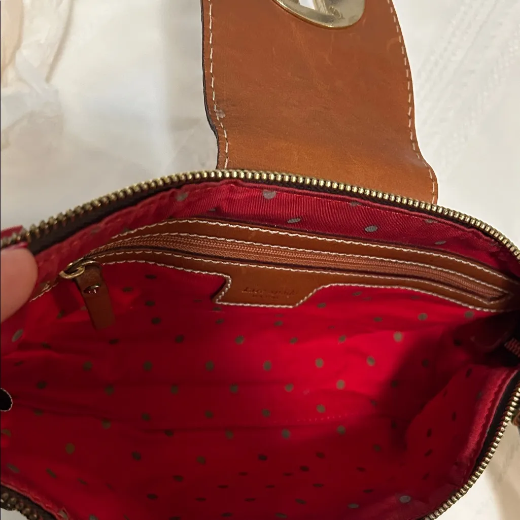Kate Spade Fabric Pochette w/ Tan Leather Trim Y2K - Image 8