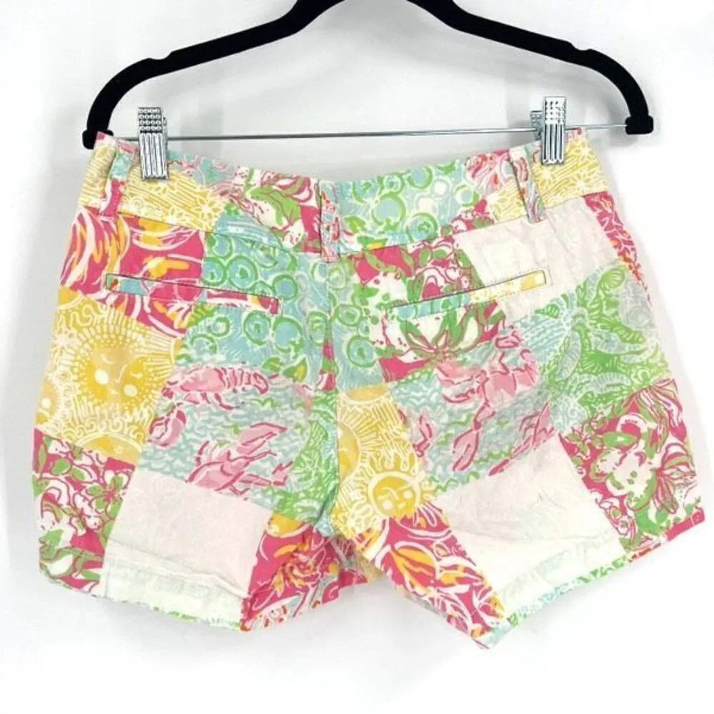 Lilly‎ Pulitzer The callahan shorts floral patchwork print women's size 2 chino - Image 2