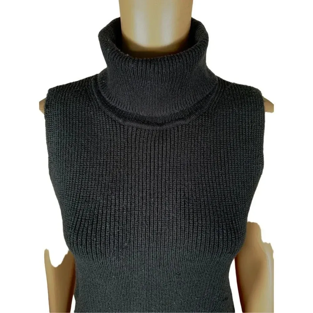 French Connection Women's Black Abel Wool Sleeveless Knit Sweater Vest - Image 3
