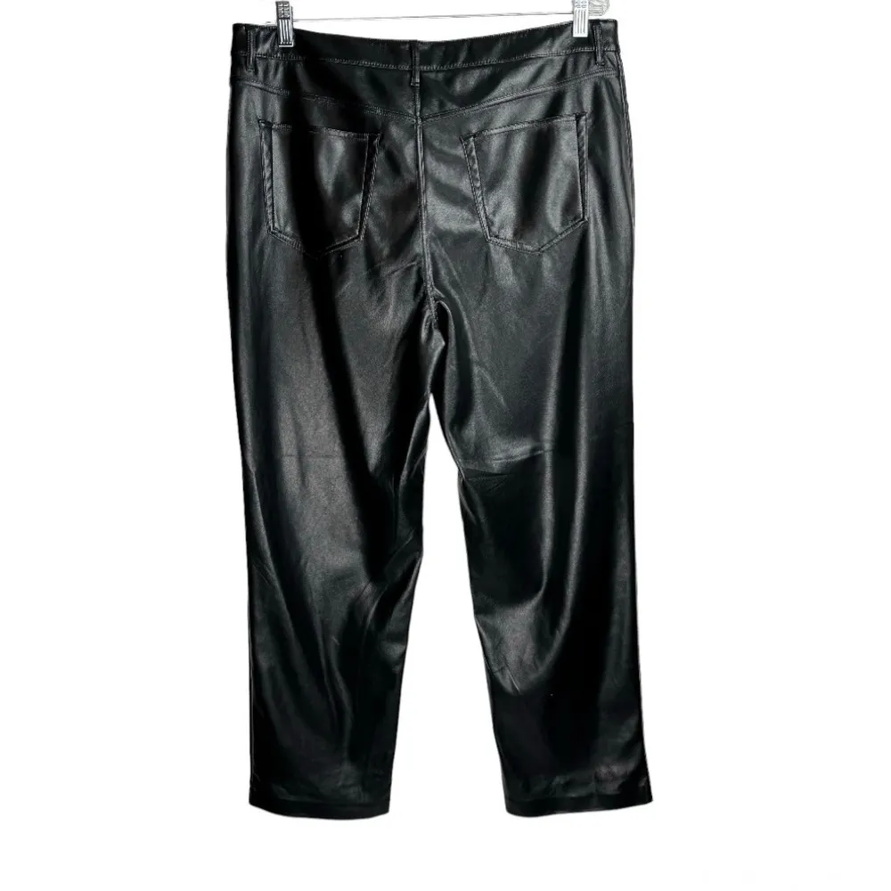 Joie Faux Leather Straight Leg Pants Sz 16 Black  Limited Edition - Image 4