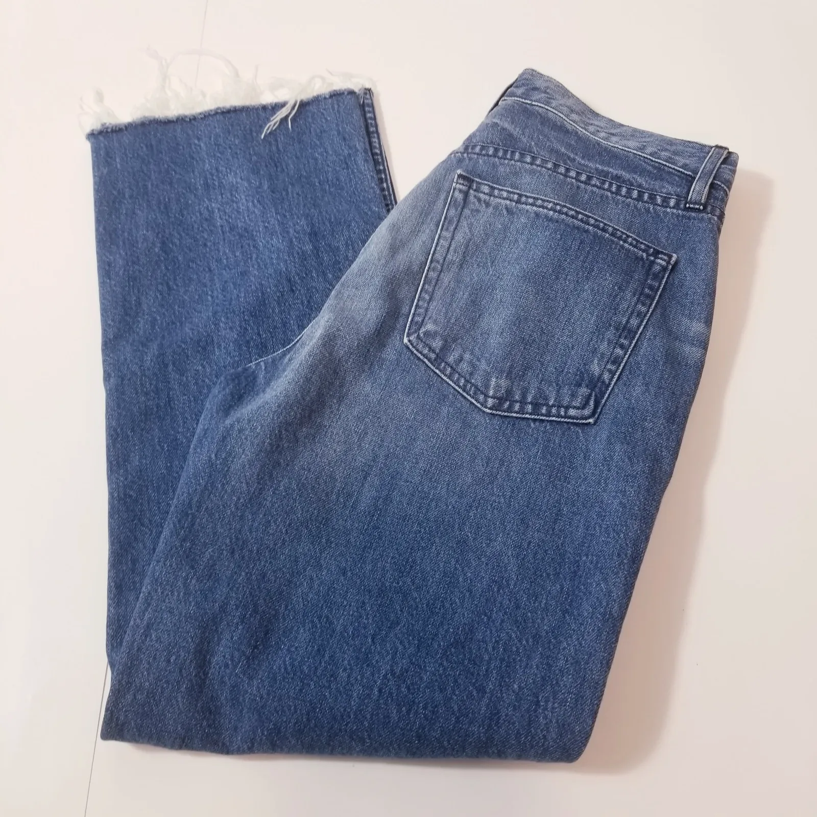 3x1 NYC Women size 27 ISLA High Rise Blue Jeans Frayed Hem Ankle Straight Leg - Image 12