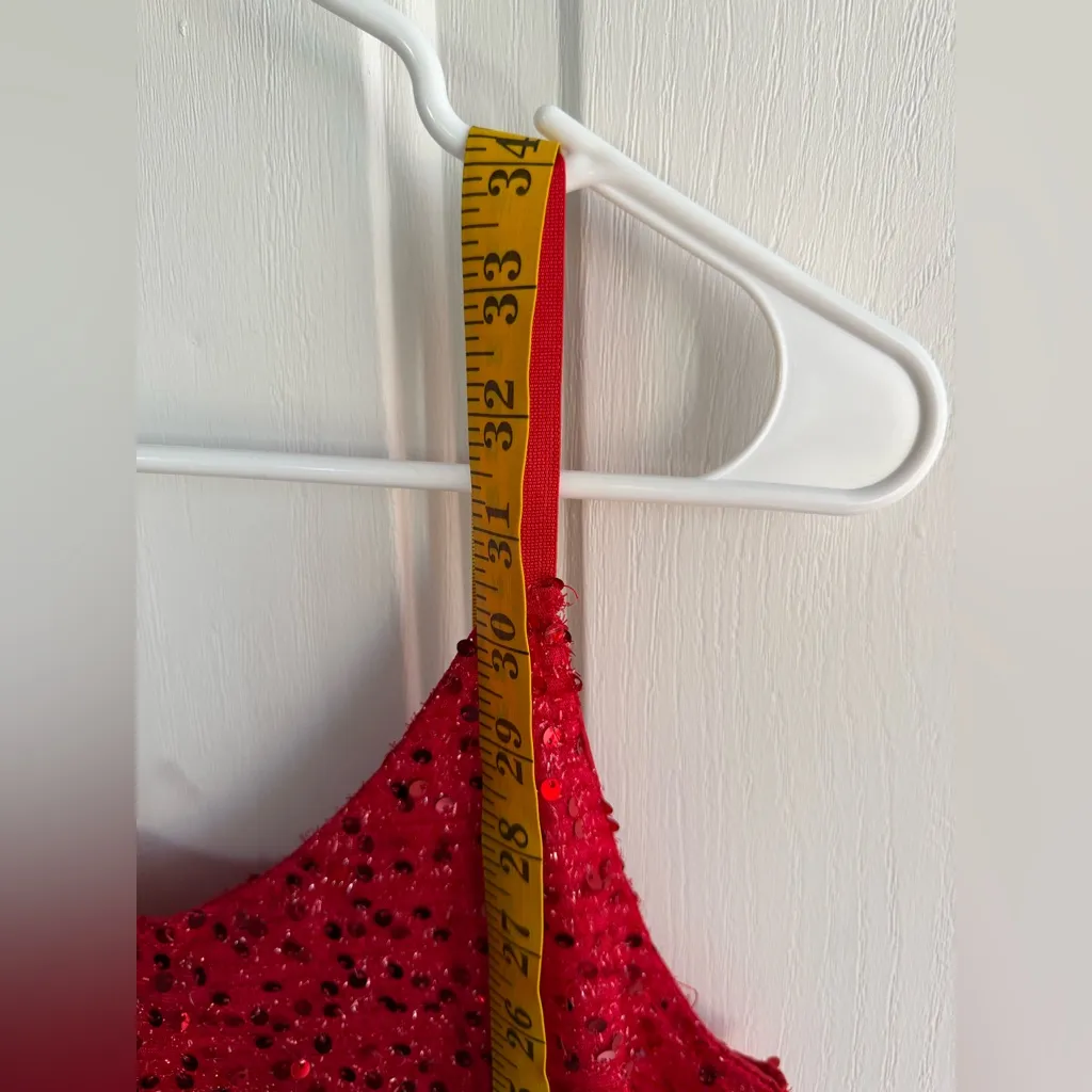 Red Sequin Mini Party Dress | Sleeveless Slip Style | Size M Size M - Image 10