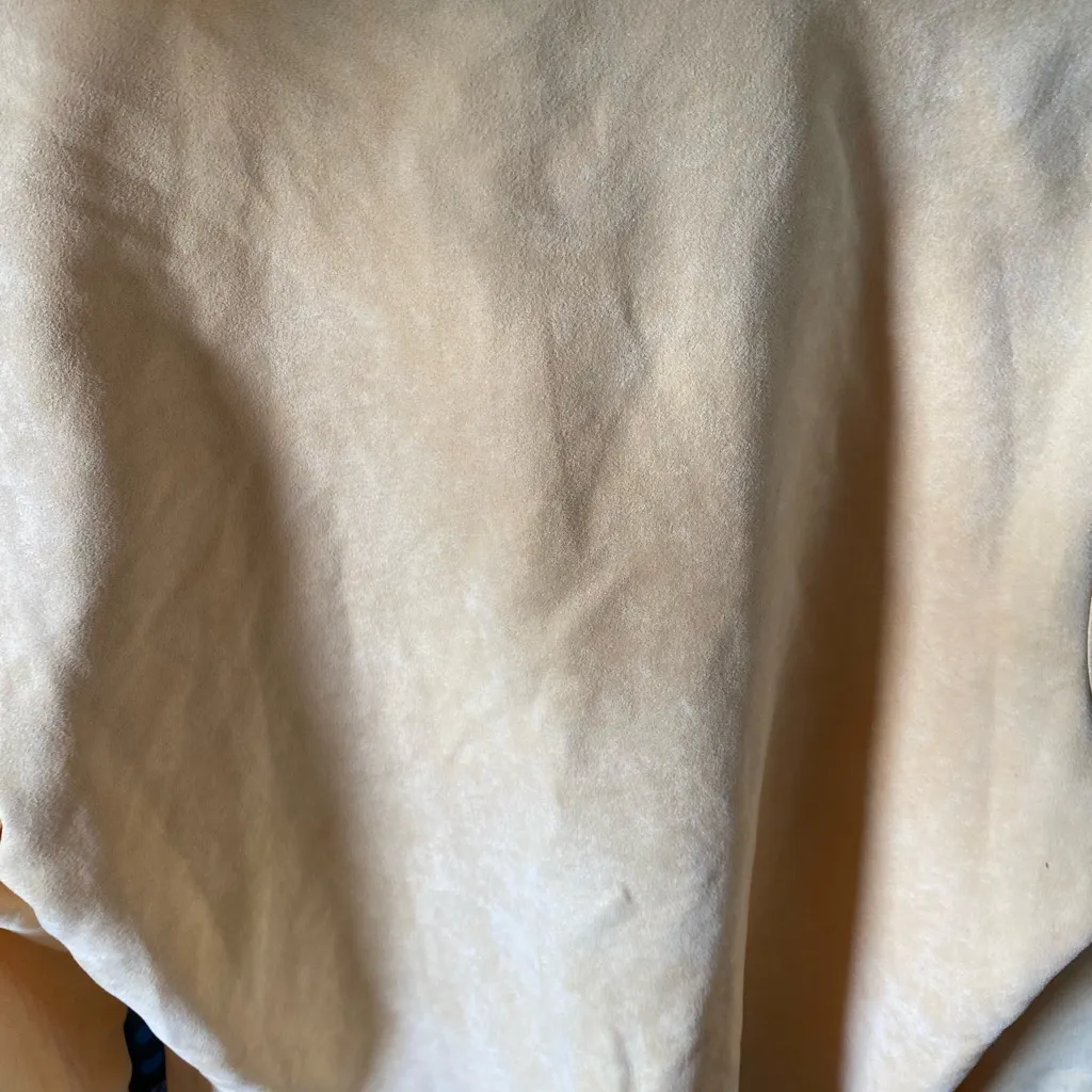 Relativity Embroidered Details Button Up Collared Suede Butter Yellow Top Sz Lg - Image 4