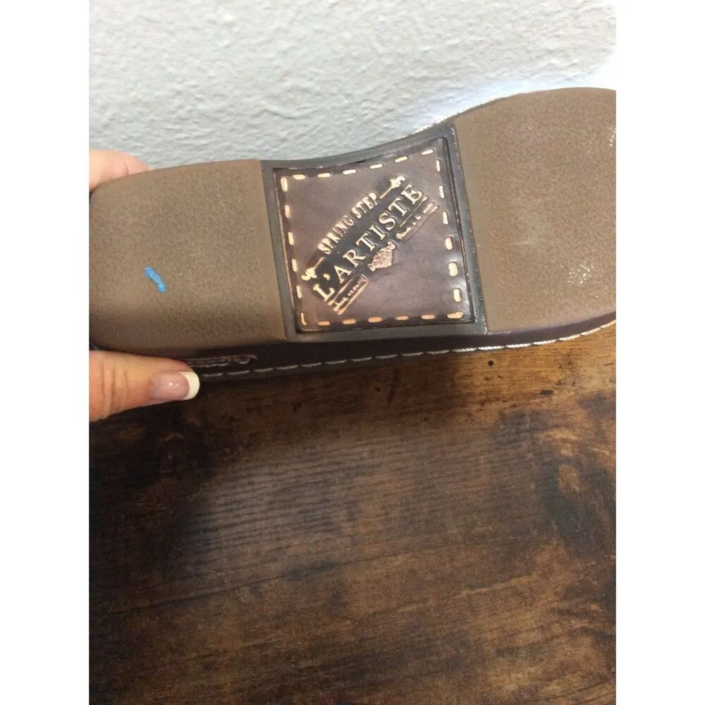 L'Artiste Burbank Clogs Womens Brown Size 38 7.5 Leather Floral Spring Steps - Image 3