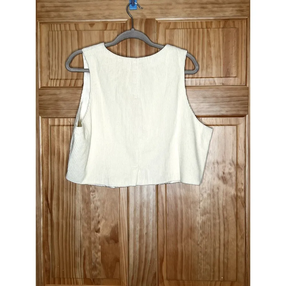 Donni womens size XXL crop vest cream incredibly soft lined quiet luxury - Image 2