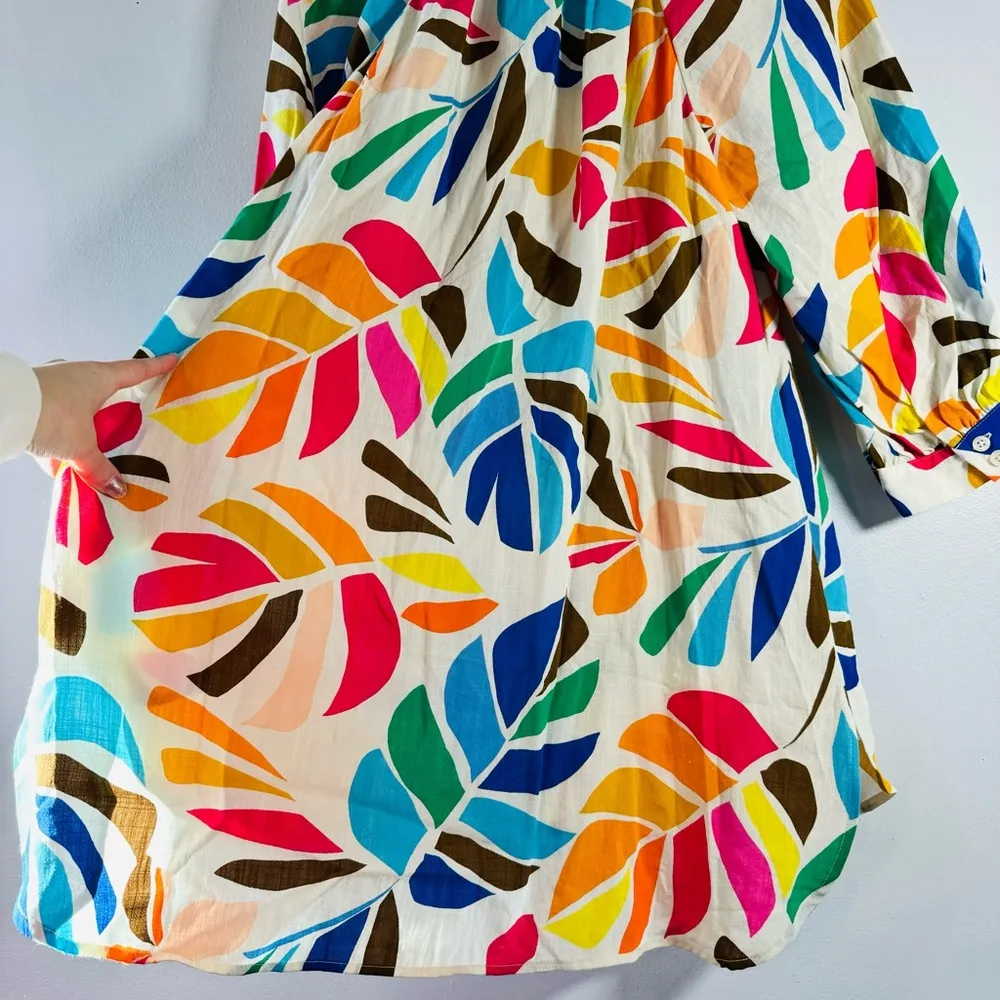 Tabitha Brown Target Botanical Print Puff Sleeve Mini Tunic Floral Dress Size XS - Image 10