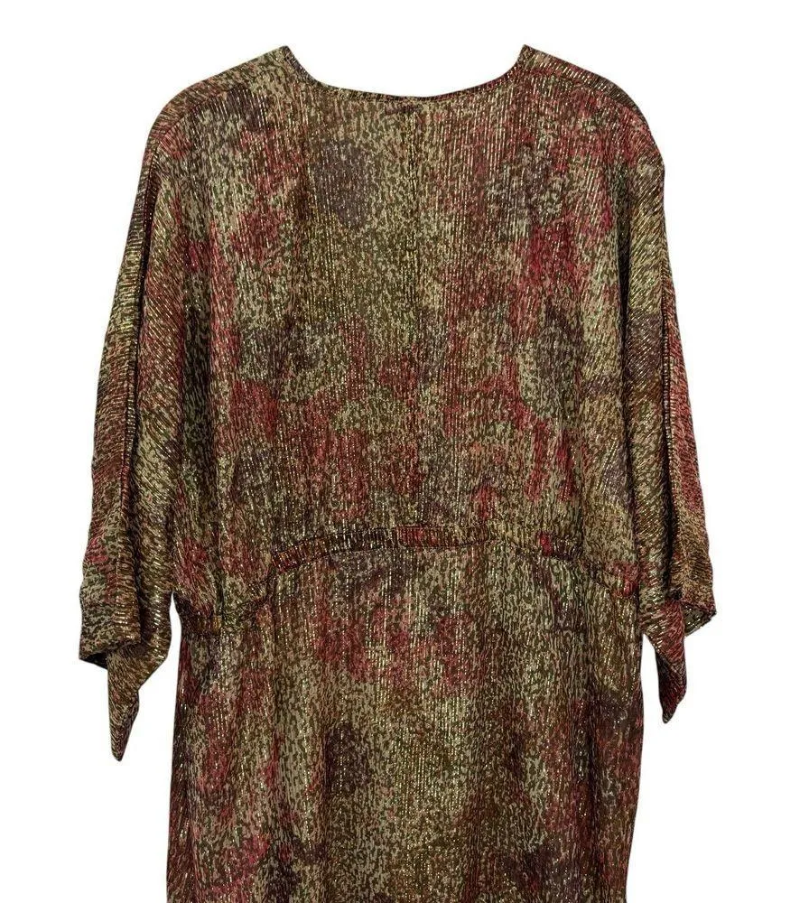 NWT Raga Zuri Long Sleeve Maxi Gold Metallic Dress Oversized Size M $245 MSRP - Image 6