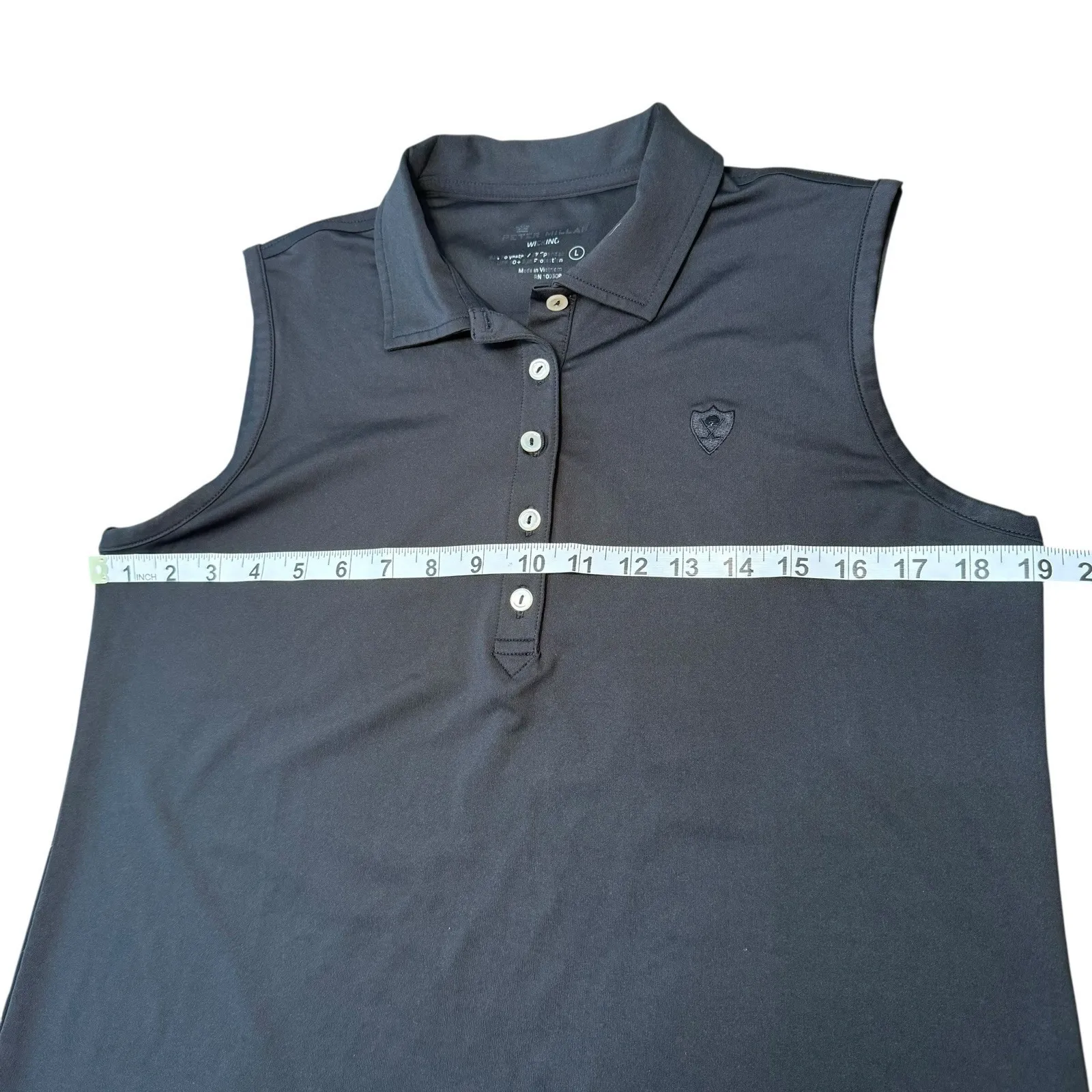 PETER MILLAR Women's‎ Golf Wicking Sleeveless Polo Black UPF50 Large - Image 7