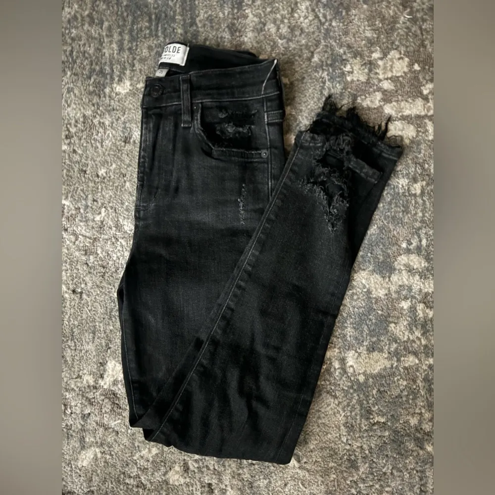 Agolde Los Angeles Black Sophie denim skinny jeans raw hem - Image 6