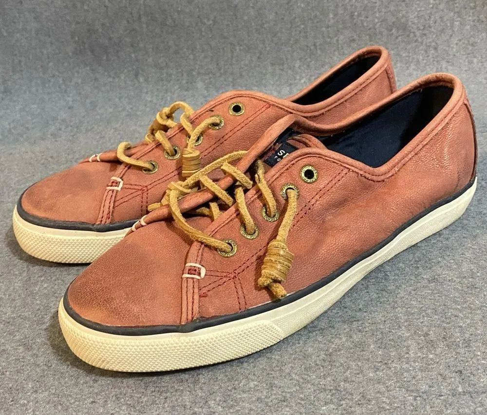 Sperry Top Sider Women 9M Pier-View Sneakers STS93415 Washed Red Upper Leather - Image 5