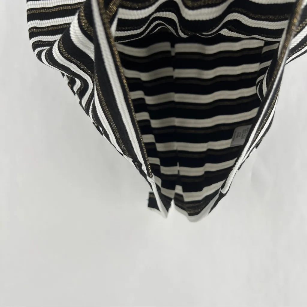 NSR Metallic Striped Ribbed Turtleneck Midi Dress Long Sleeve Stretch Size S Black - Image 8