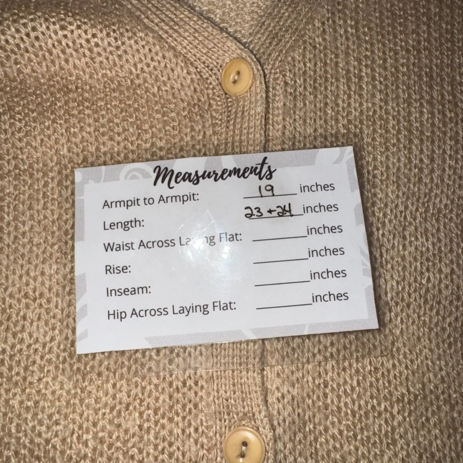 MODA INTERNATIONAL Beige Knit Cardigan Sweater with Silk Trim Size S Tan - Image 5