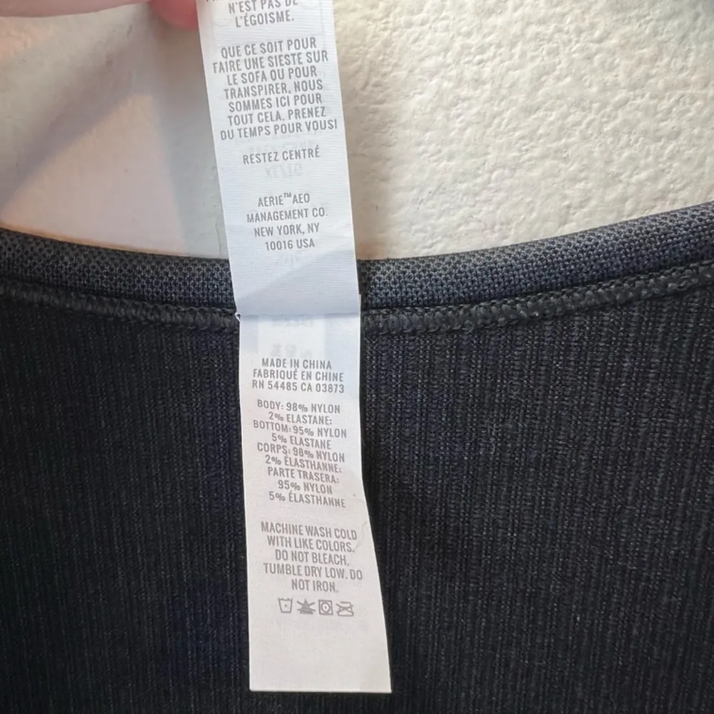 Offline By Aerie Seamless Cable Square Neck Ribbed Top Shirt Black NEW Womens XL - Image 7