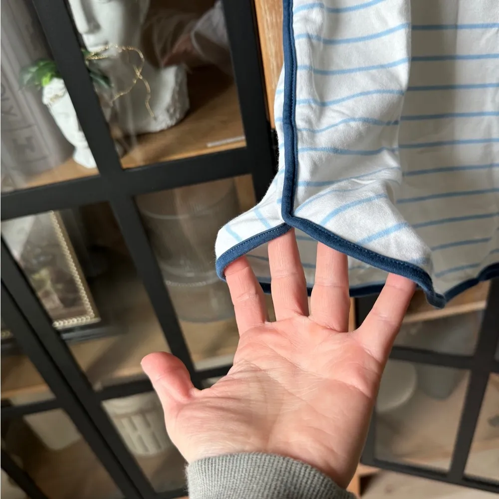 LAKE Pajamas pima cotton top tee short sleeve navy stripes marine light blue Size M - Image 9