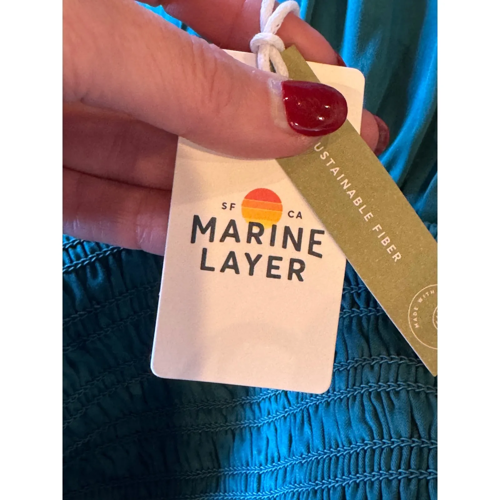 Marine Layer Jumpsuit Women Medium Green Spruce Archive Tessa One Shoulder NWT - Image 10