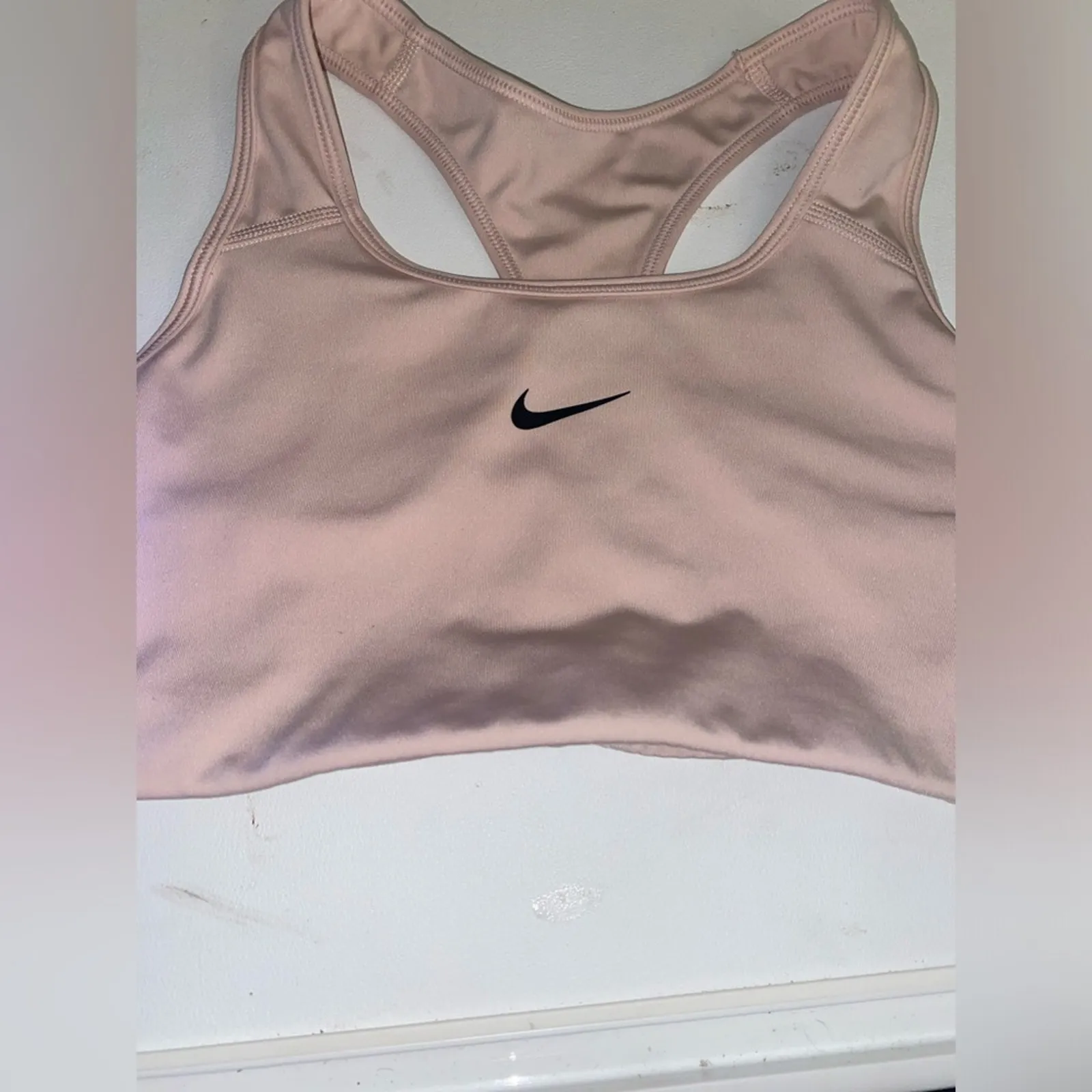 Nike Sports Bra Womens Small Dri Fit Center Swoosh Racer Back Top Scoop Neck - Image 5