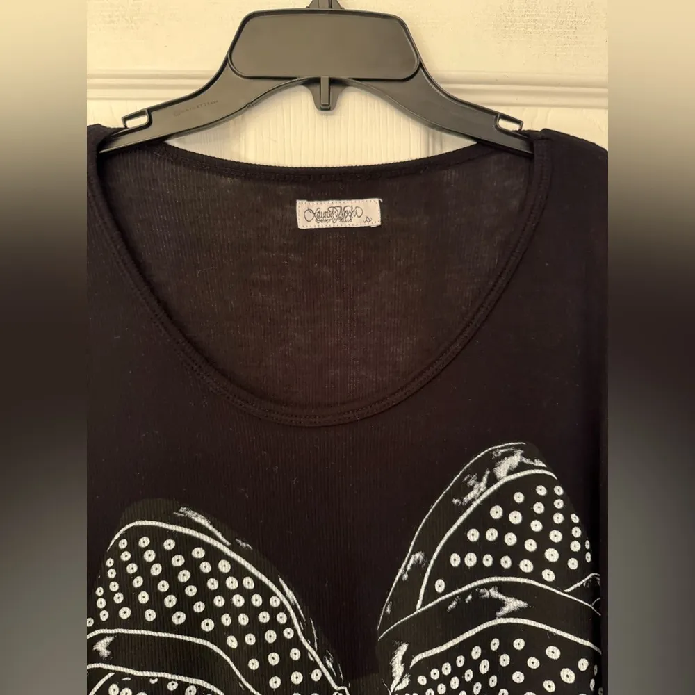 Lauren Moshi Polka Dot Bow Natalie Tunic Shirt Women’s Black Size Small - Image 9