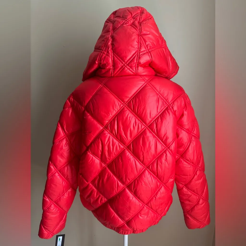 Kenneth Cole Cire Short Exposed Zip Hooded Puffer Jacket in Red NWT, $175 Retail - Image 10