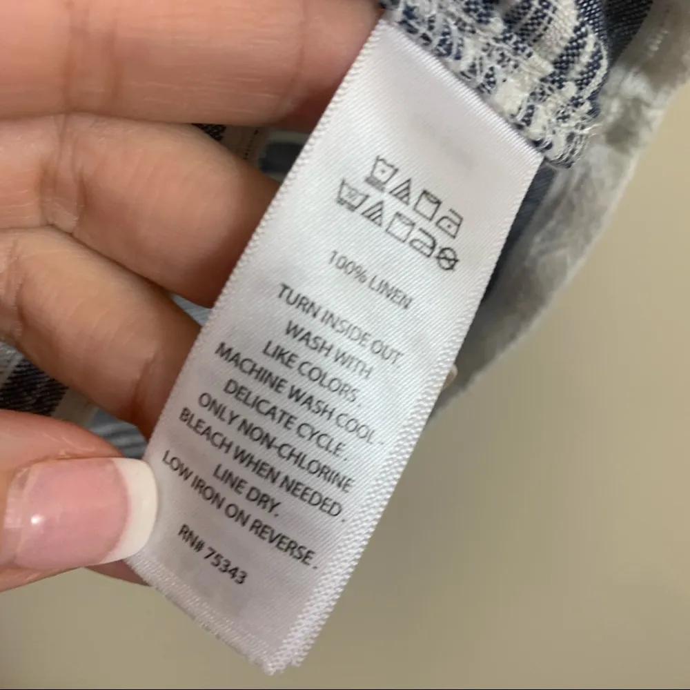 Artisan NY Blue Striped V-Neck Short Sleeve Top - Image 5