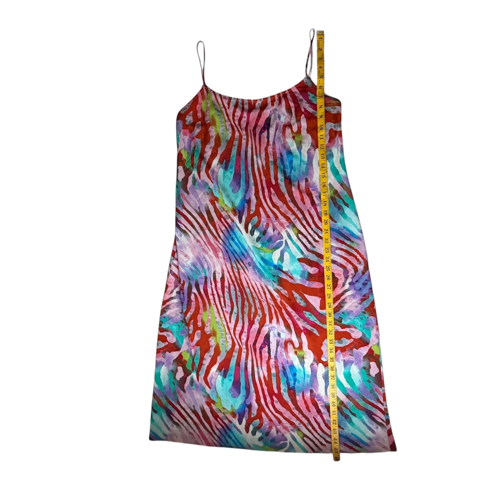 Natori Abstract Print Spaghetti Strap Midi Slip Dress Large Y2K Colorful Vibrant - Image 8