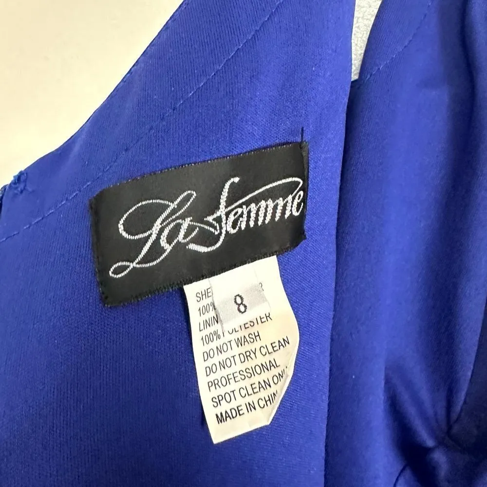 LA FEMME One-Shoulder Jersey Gown in Royal Blue Size US 8 - Image 6