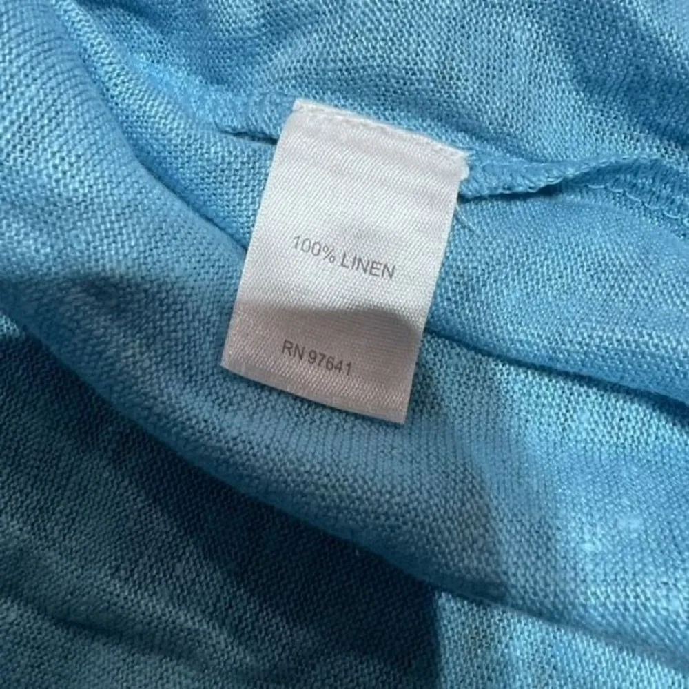 J.Jill  Women's Knit Love Linen Open Front Portofino Cardigan Blue Size Medium - Image 6