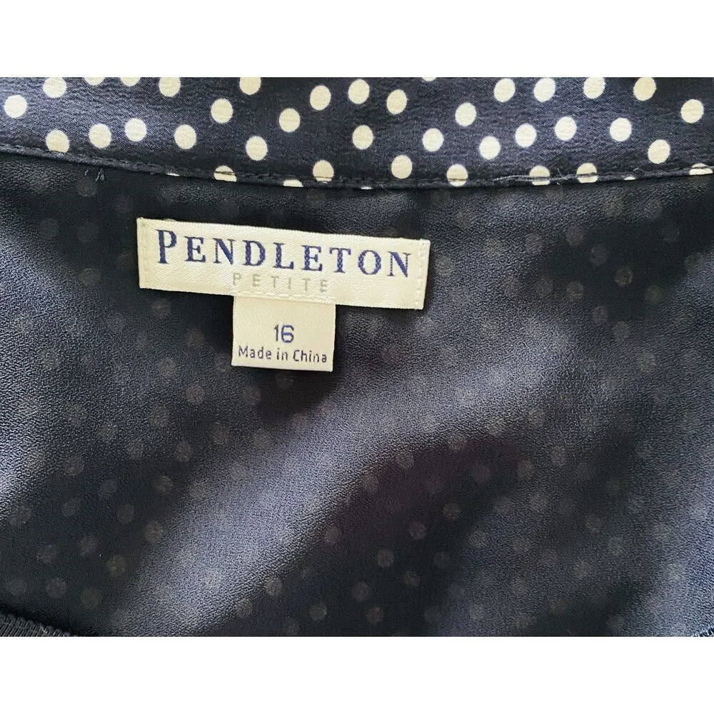 Pendleton Yacht Club Navy Polka Dot Pleated Classic Preppy A Line Skirt 16P - Image 3