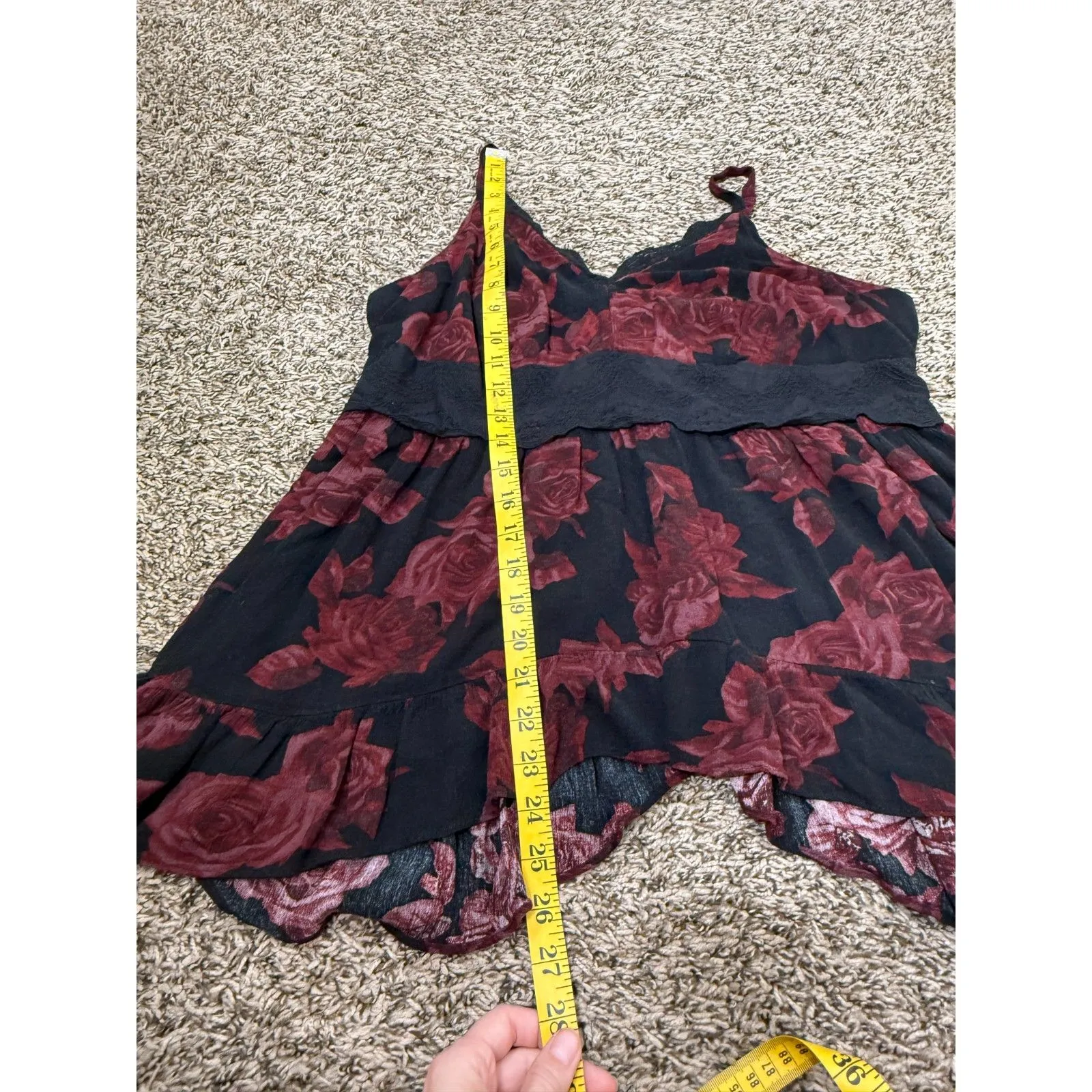 Torrid Womens Babydoll Tank Cami Sz 0/L/12 Whimsigoth Fairy Grunge Dark Floral - Image 10