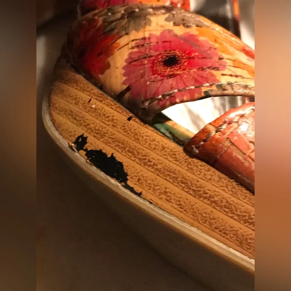 Kelly & Katie Sandals Heels Shoes Women8.5 Orange Pink Floral Daisy Slin… - Image 5