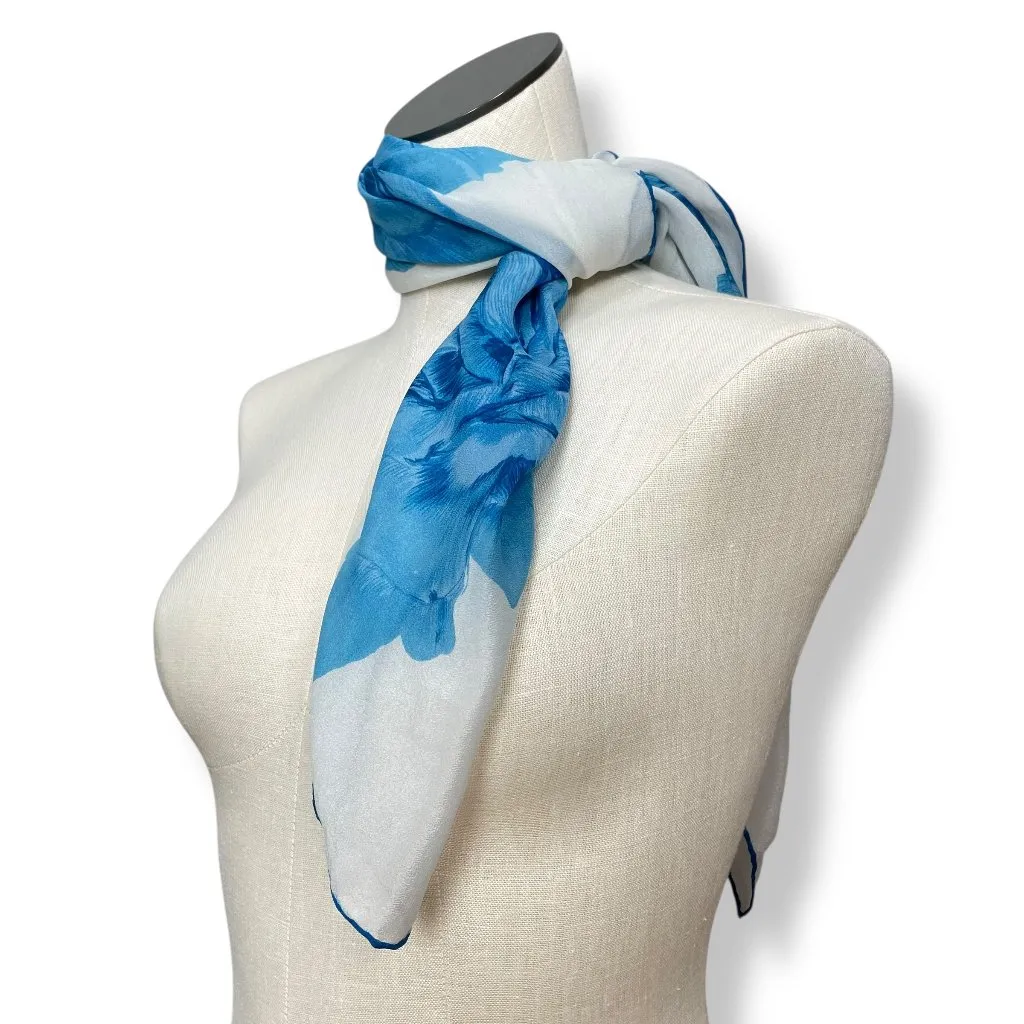 Vintage Scarf Square Roses Floral‎ Retro Feminine Delicate Romantic 31" x 30" White - Image 2