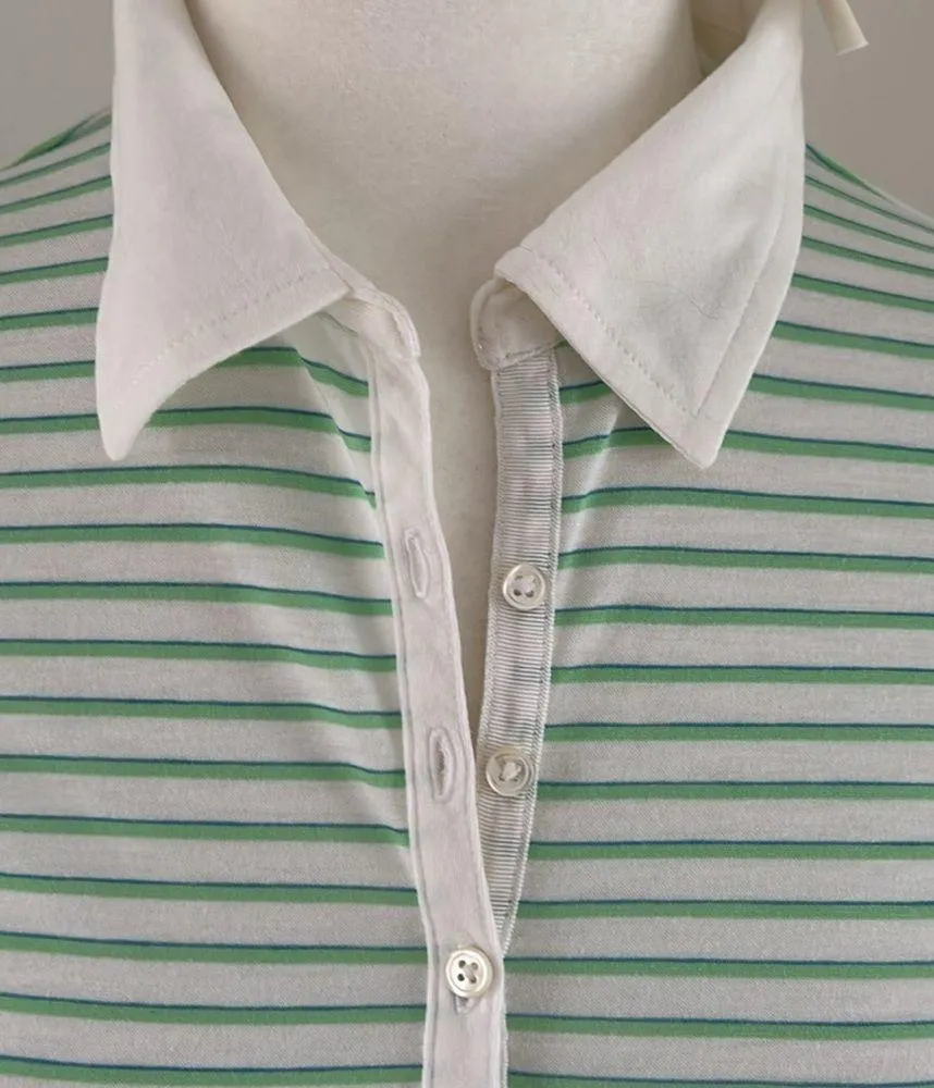 J. Crew Blue/Green/White Striped Cotton Tee Shirt sz M - Image 2