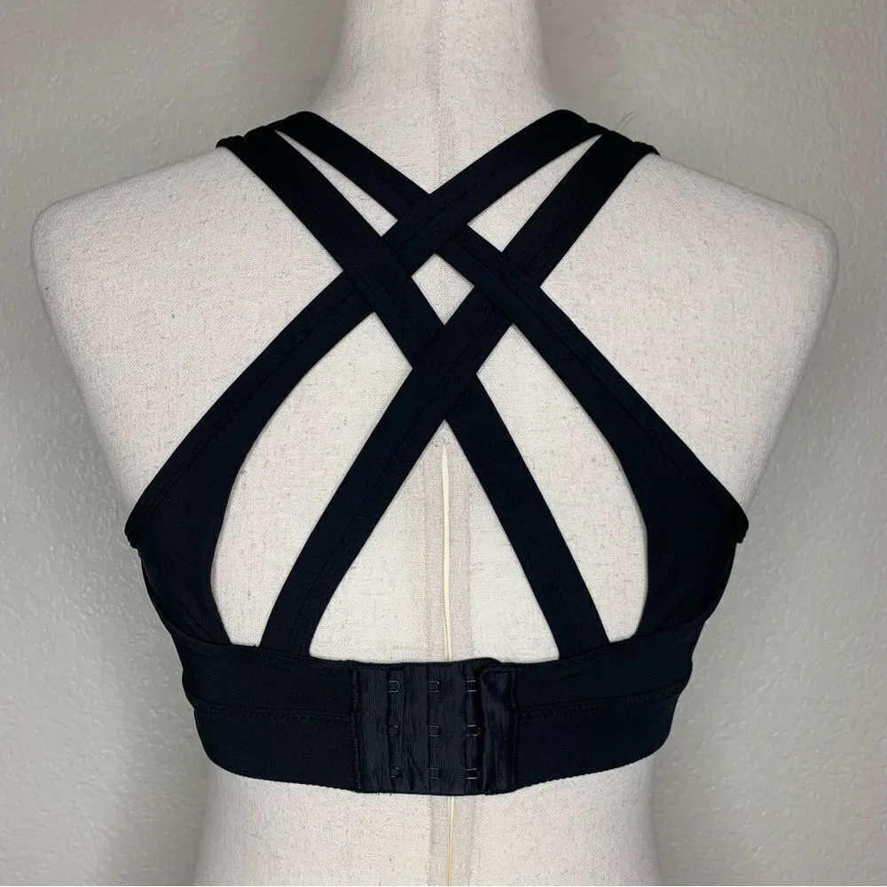 Yvette Power Cross Back Padded Running Sports Bra Black Size M - Image 10