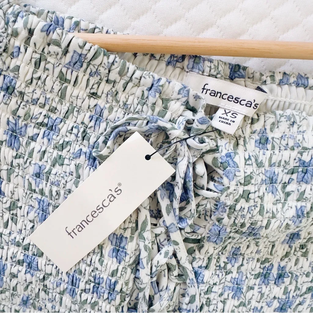 NEW Francesca’s Rosemary Off Shoulder Smocked Midi Dress Blue Size XS - Image 12