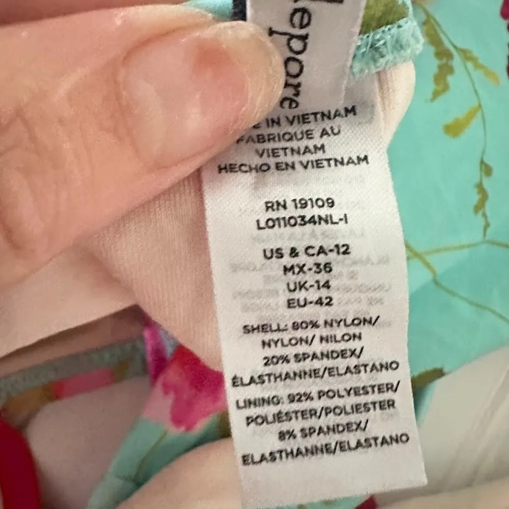 Nanette Lepore One Piece Womens 12 Swimsuit Swim Beach Resort Cruise Floral Blue - Image 8