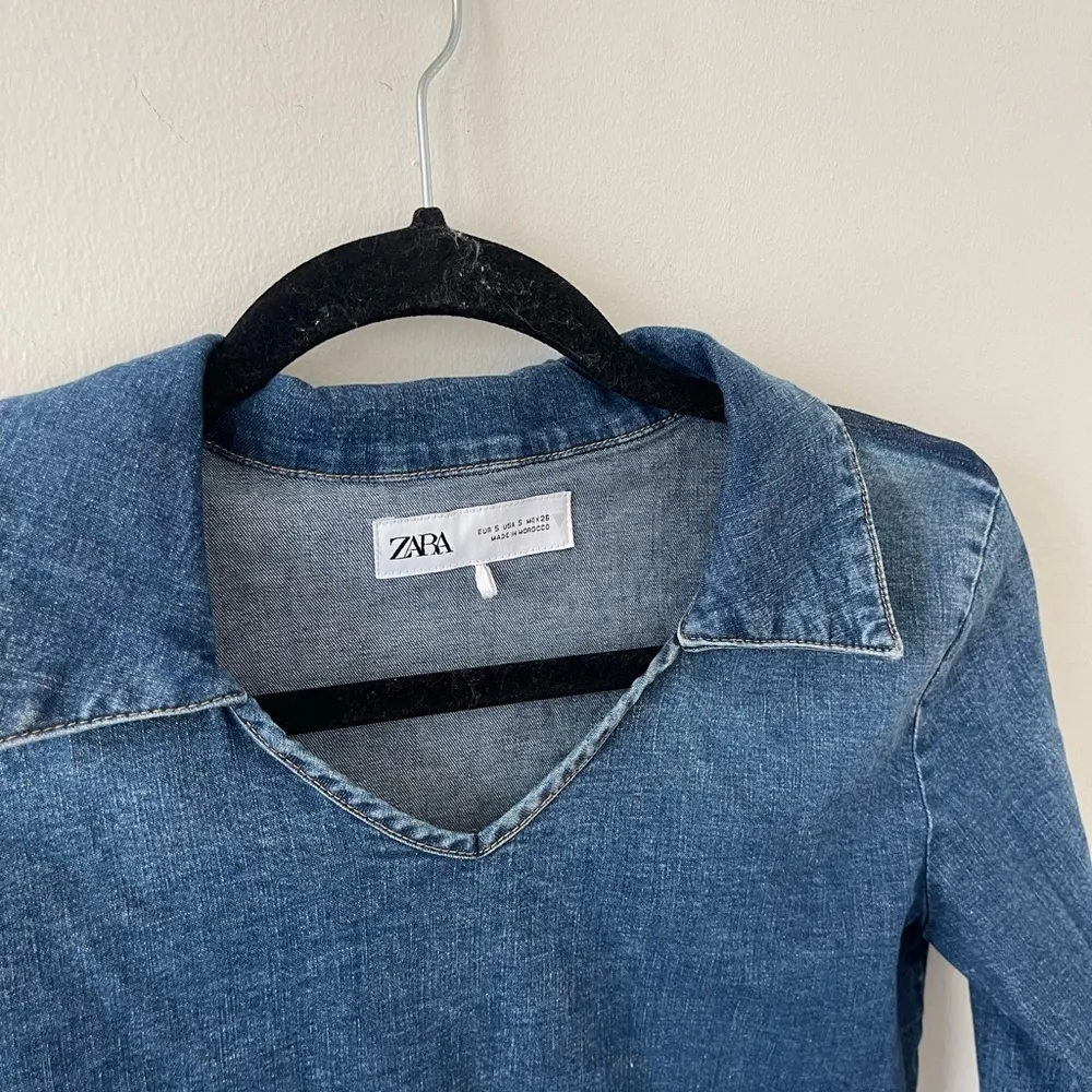 ZARA  Jean Long Sleeve Collared Top - Image 2