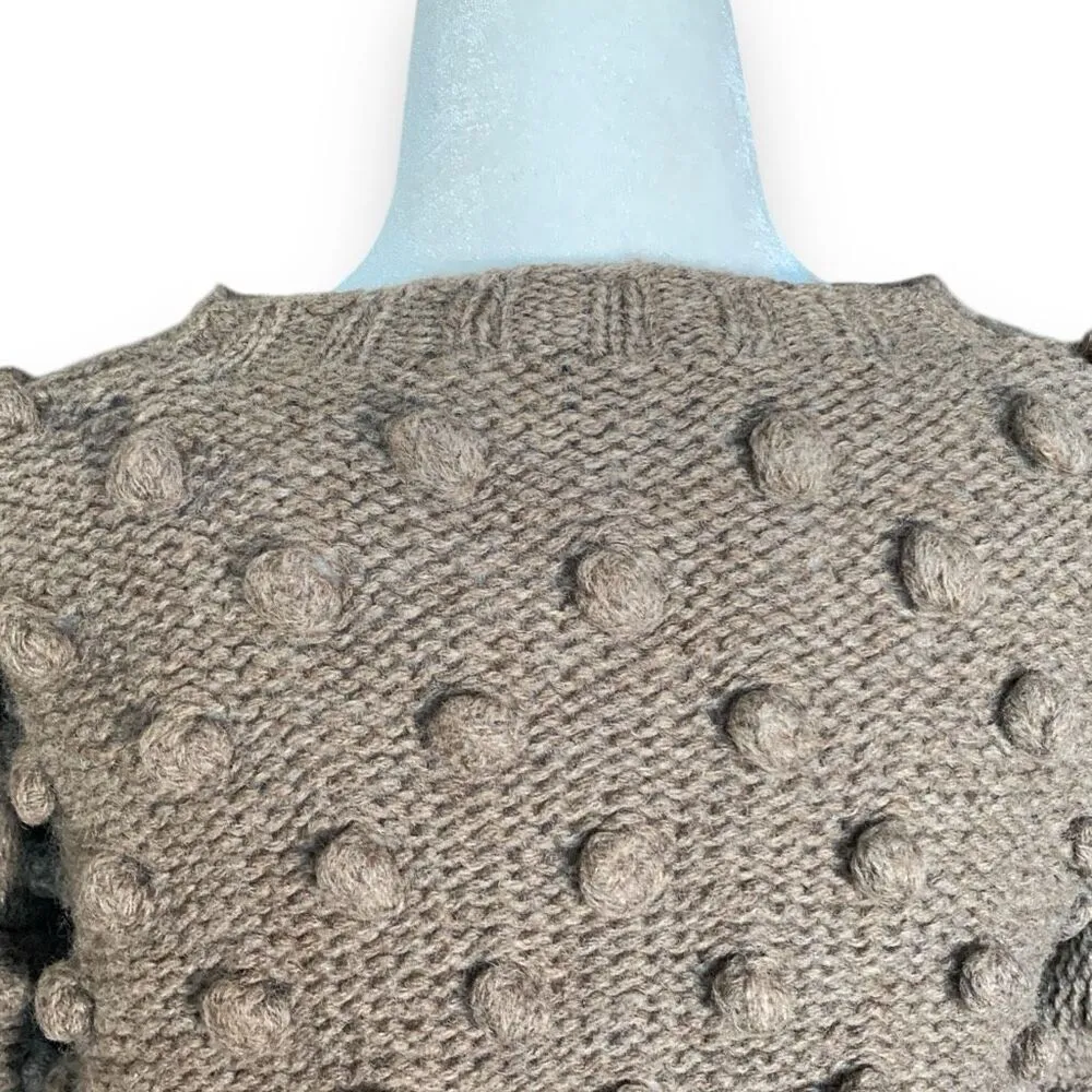 Vintage Susan Bristol Crewneck Sweater Hand Embroidered Wool Tan Floral Knit - Image 5