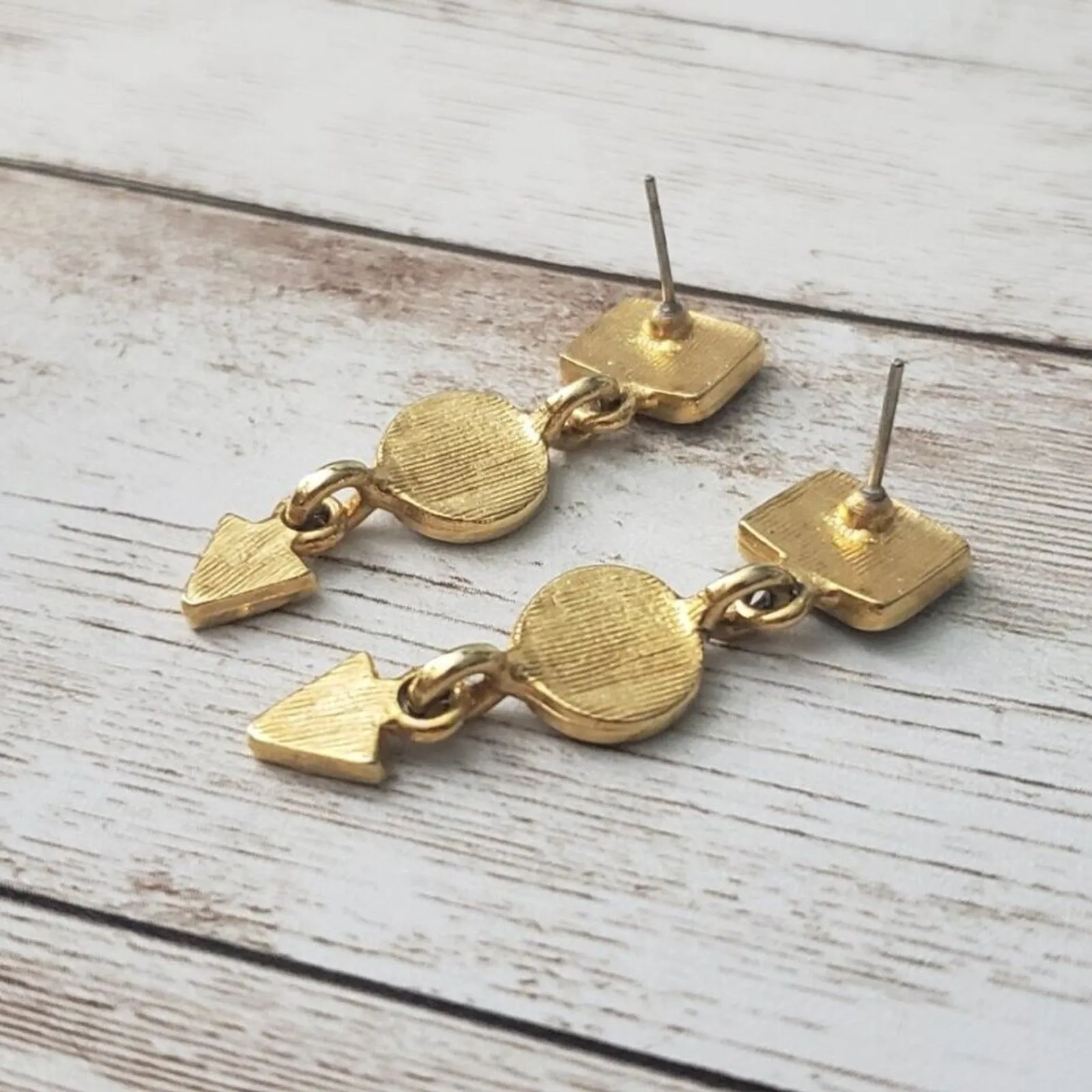 Vintage Earrings for Pierced Ears Mauve Shapes Dangle - Image 4