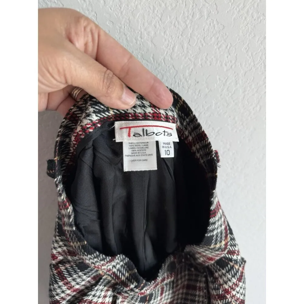 Vintage Talbots Size 10 100% Wool Plaid High Waisted Pleated Shorts‎ Academia - Image 8
