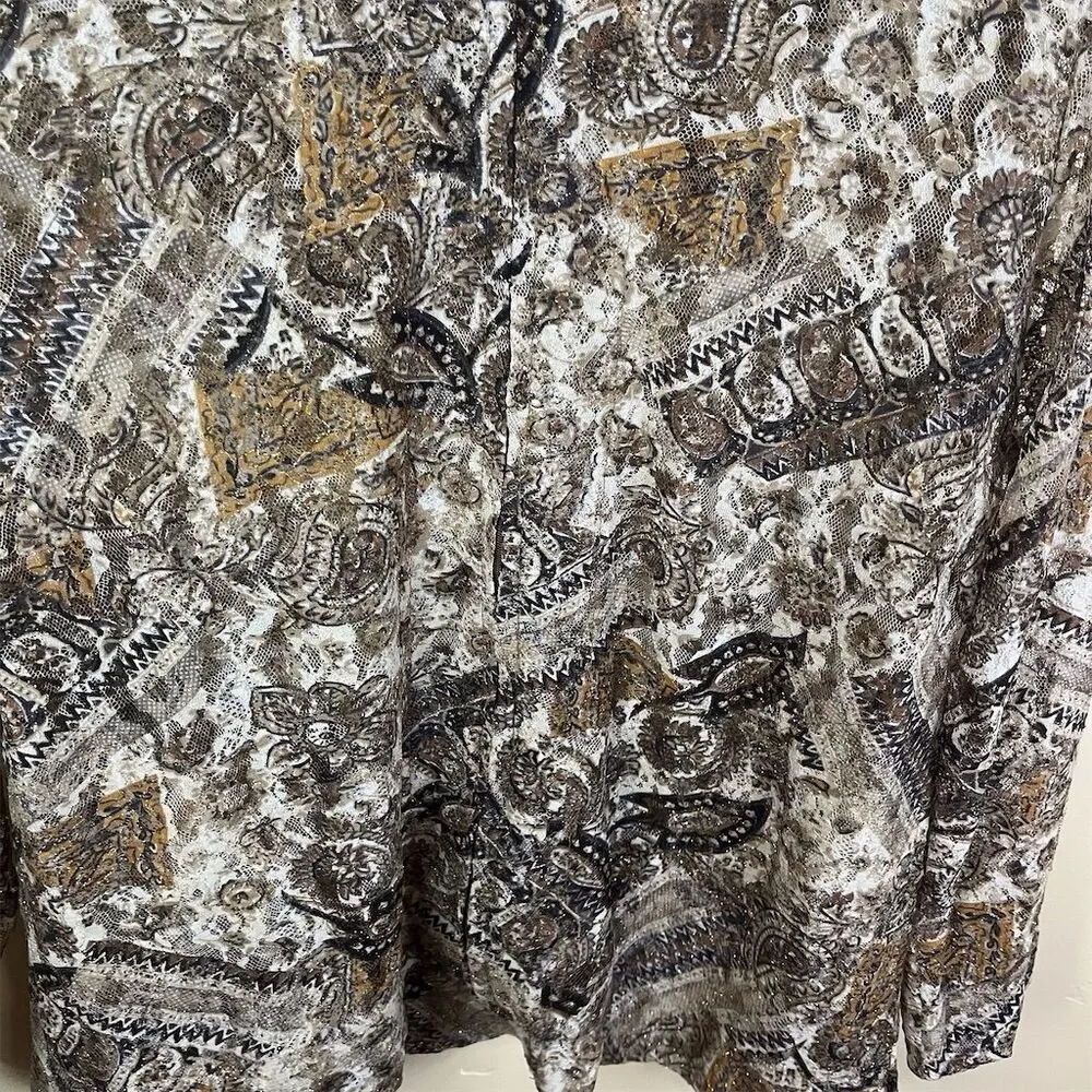 Chico's Women's Brown Paisley Lace Full‎ Zip Jacket Size Large (16-18) Corporate - Image 6