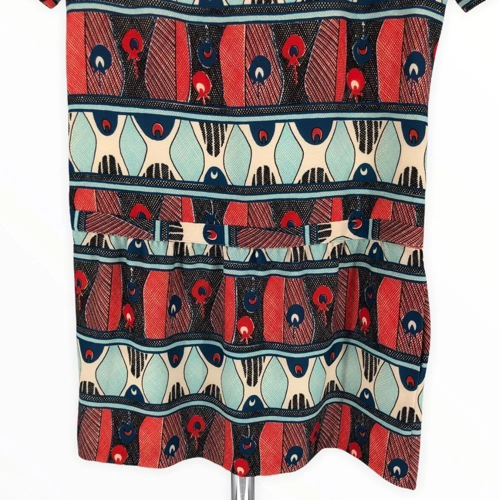 Paul & Joe Sister Guadalupe Drop Waist Geometric Print Short Shift Dress Small Blue - Image 6