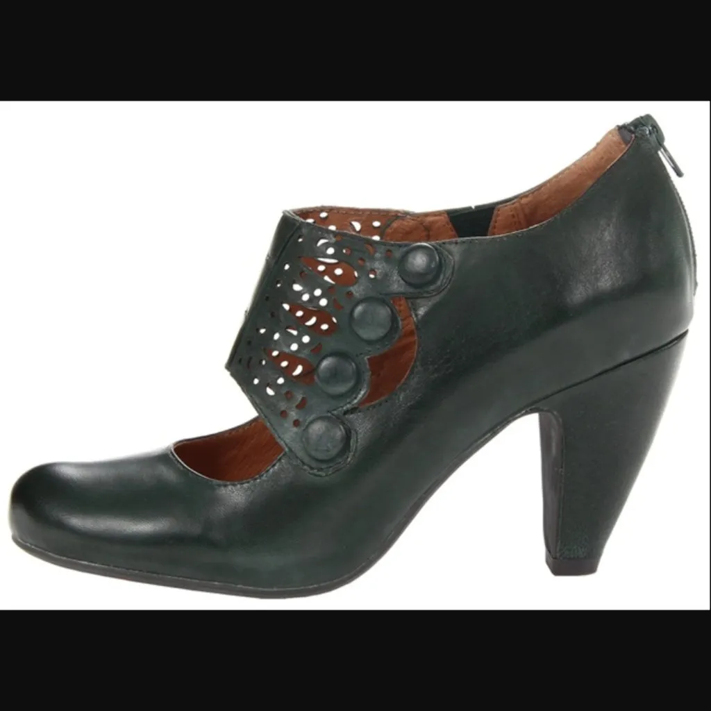 Miz Mooz Sharon Leather Mary Jane Pumps 6 Forest Green Retro - Image 3