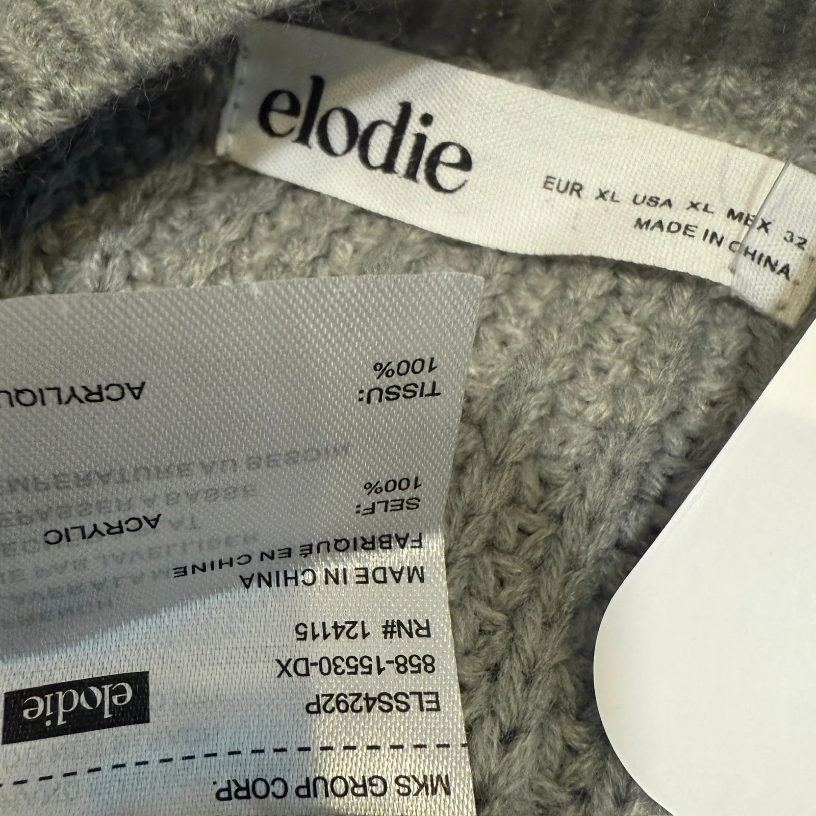 new Elodie XL acrylic knit crewneck cropped chunky sweater SP 3131 - Image 4