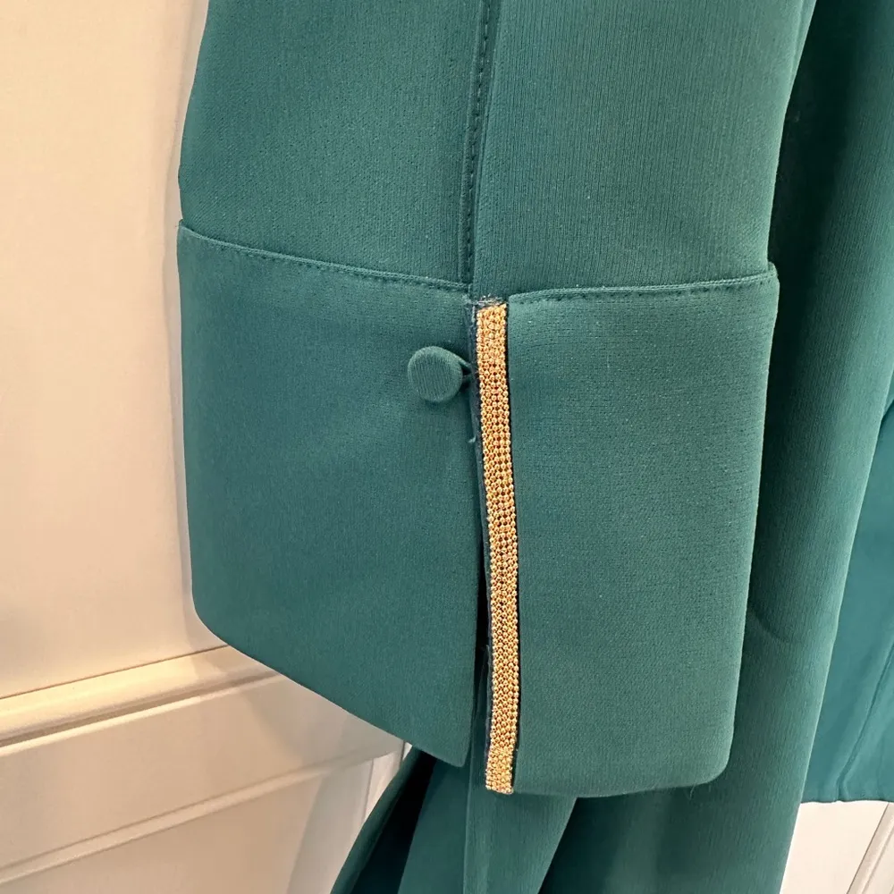 Chico’s Jasper Green Chain Trim Collared Tunic Blouse Size 3 (16/18) - Image 2