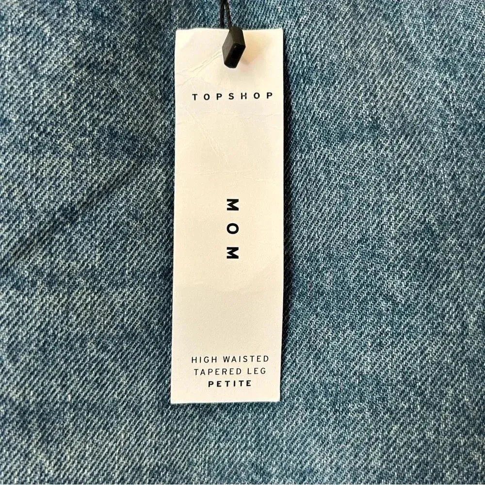 Topshop | Double Ripped Mom Jeans in Mid Medium Blue‎ Wash | size 34 x 28 - Image 7