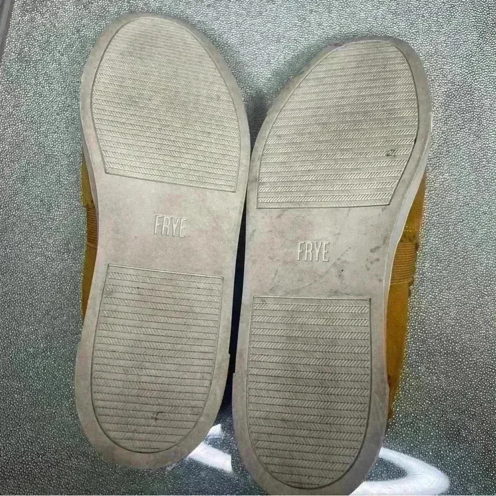 Frye Ivy Scallop Suede Slip On Sneakers Loafers Mustard Yellow Shoes  Size 9.5M - Image 7