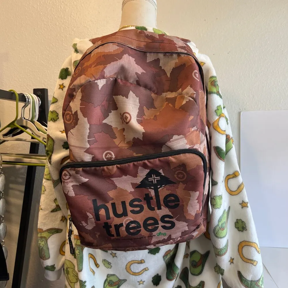 LRG Brown Leaf Print Carry on Lightweight Laptop Large Backpack Unisex - Image 3