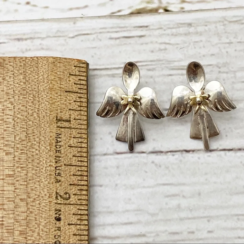 Southern Sterling Silver 2-tone Angel Earrings - Image 7