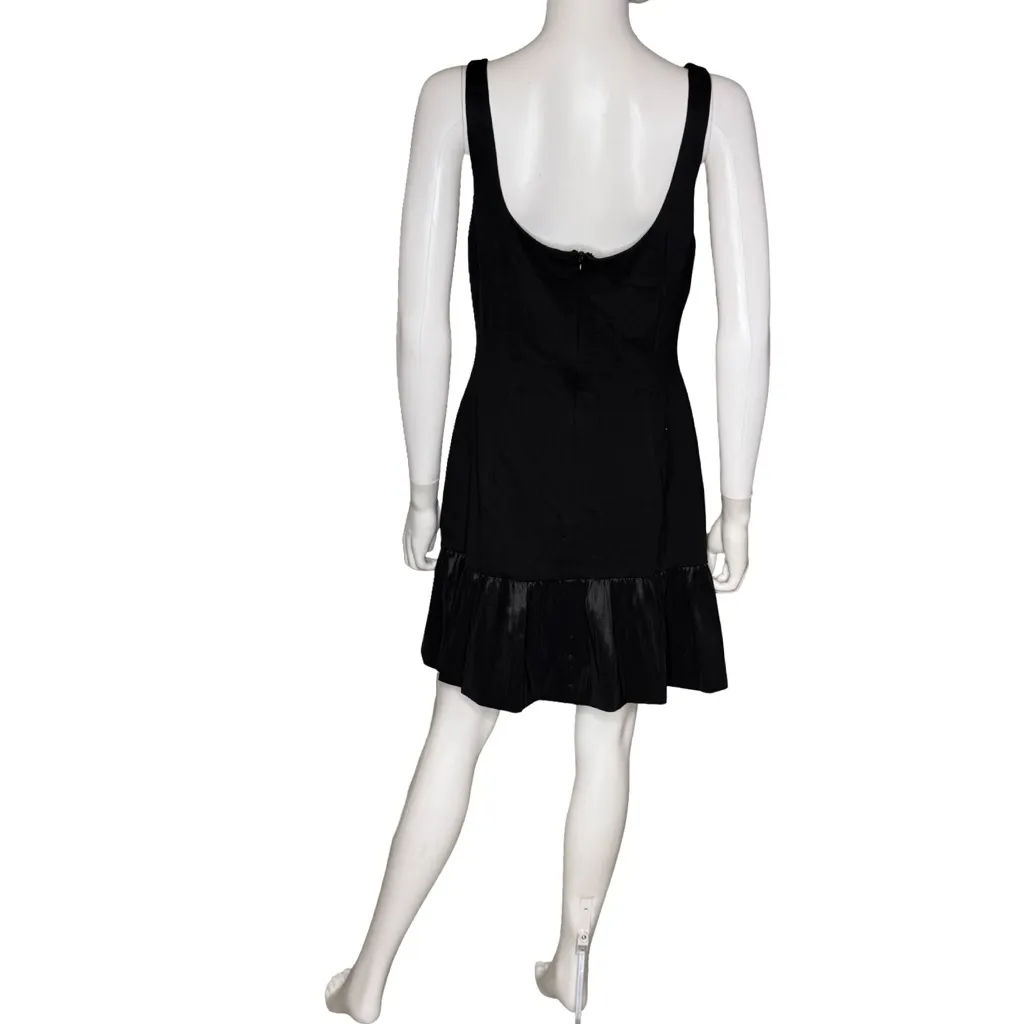 ADRIANNA BY ADRIANNA PAPELL Ponte Taffeta Drop Waist Flounce Dress Black Sz 12 - Image 6