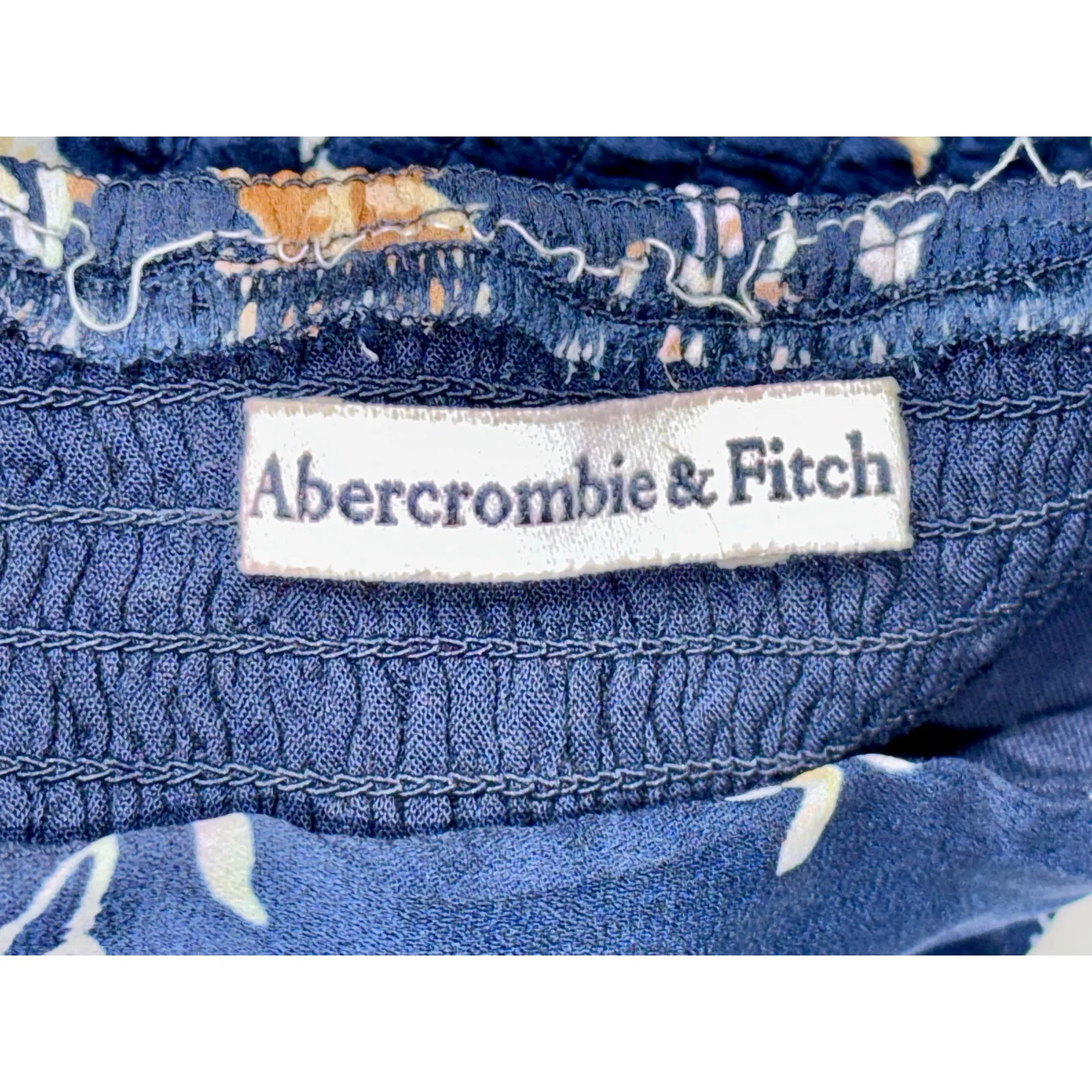 NEW Abercrombie & Fitch Blue Floral Smocked Long Puff Sleeve Mini Dress Women XS - Image 3